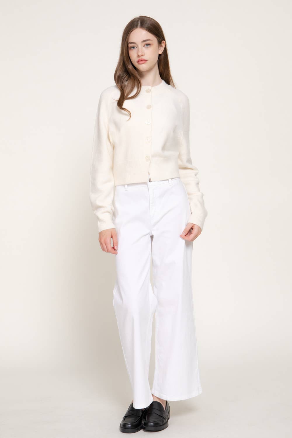 Long Sleeve Round Neck Button Down Sweater Cardigan