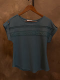 MINE BOHO CAP-SLEEVE TOP TEAL
