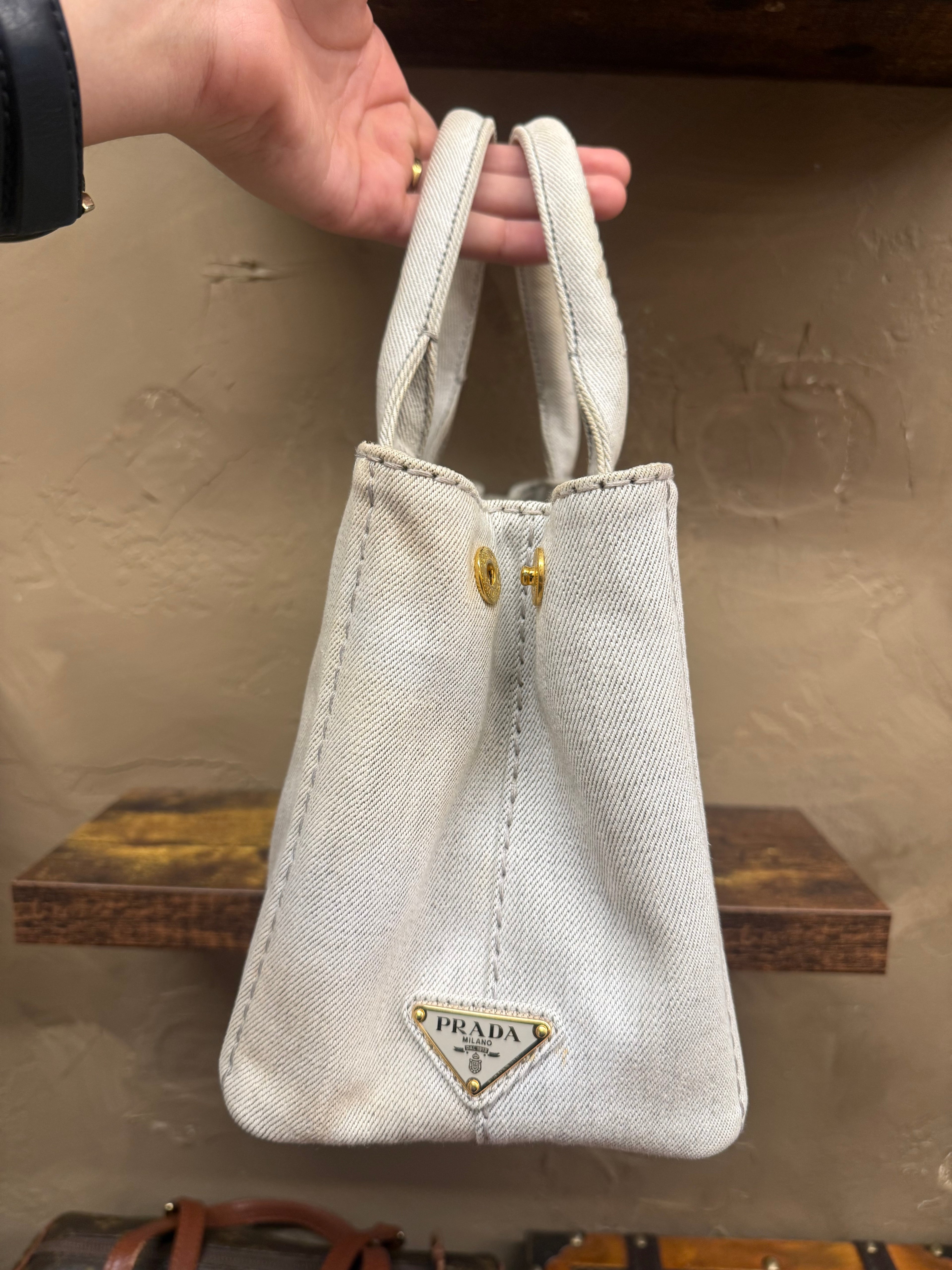 Prada Canapa in White Denim W/ Strap