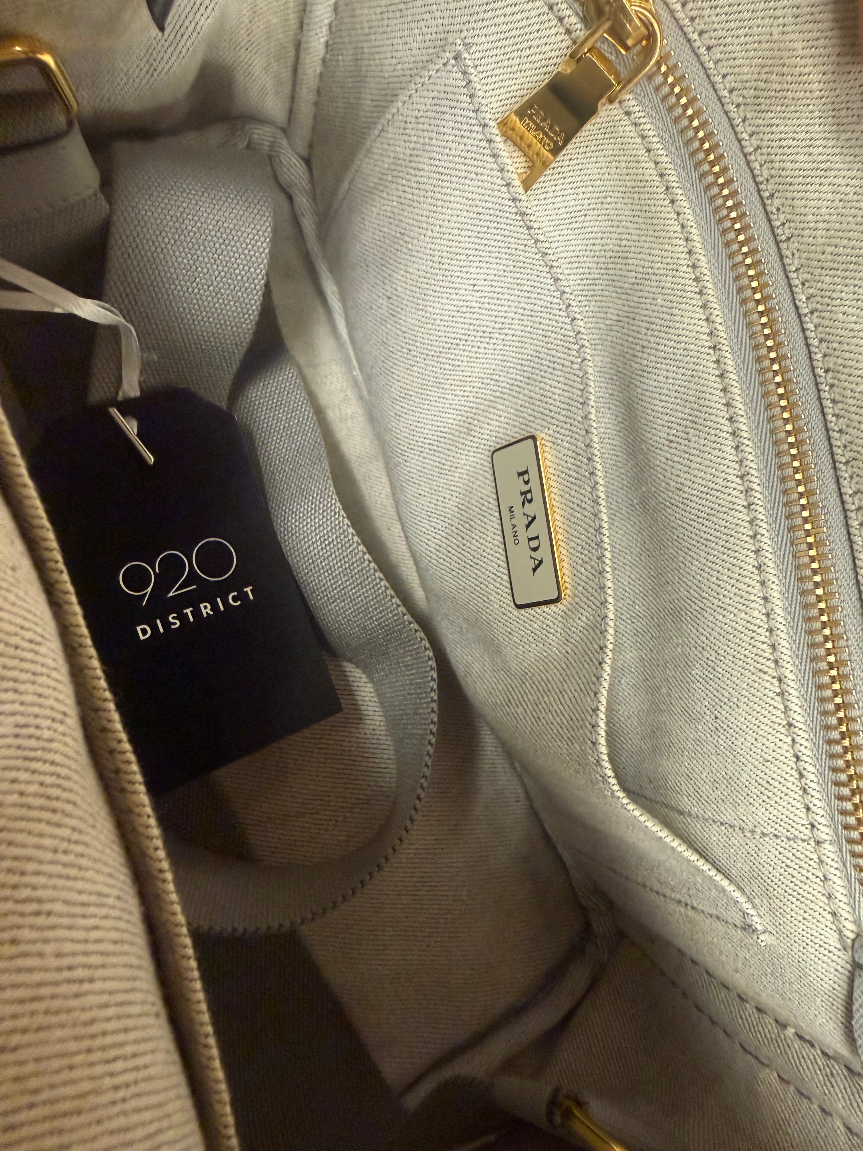 Prada Canapa in White Denim W/ Strap