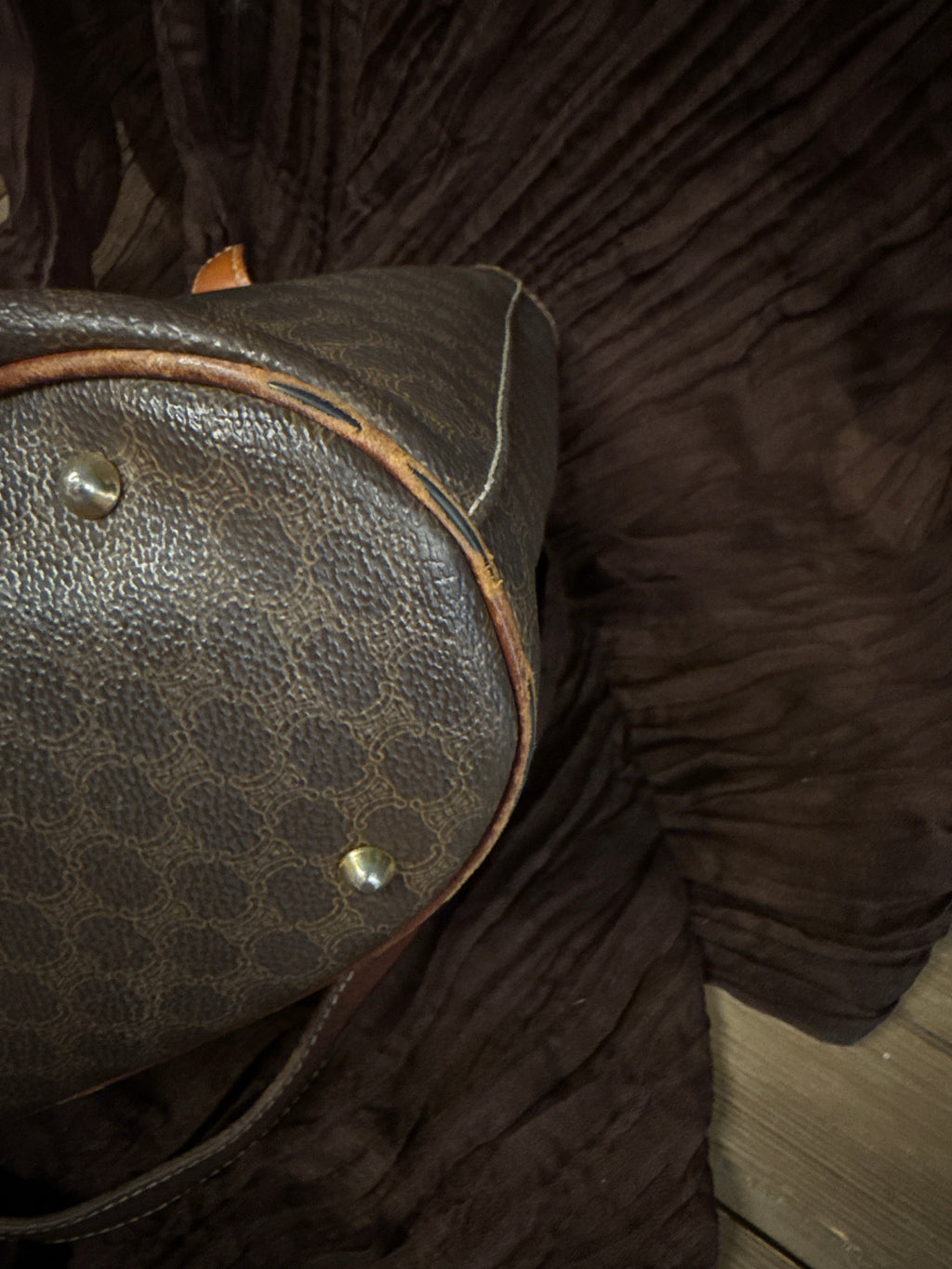 CELINE MACADAM TOTE/BUCKET W/ SILKY SCARF