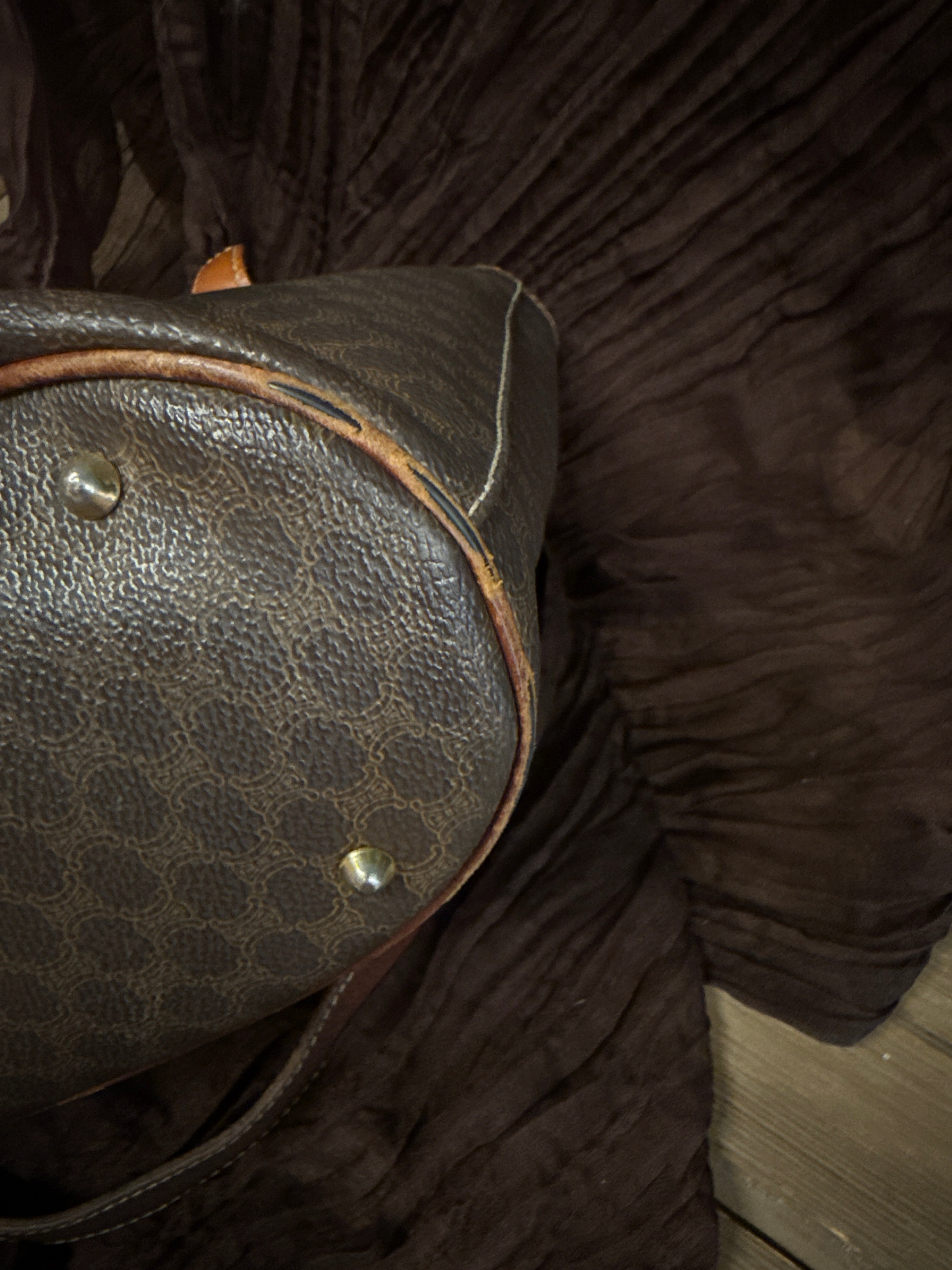 CELINE MACADAM TOTE/BUCKET W/ SILKY SCARF