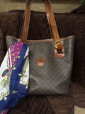 CELINE MACADAM TOTE/BUCKET W/ SILKY SCARF