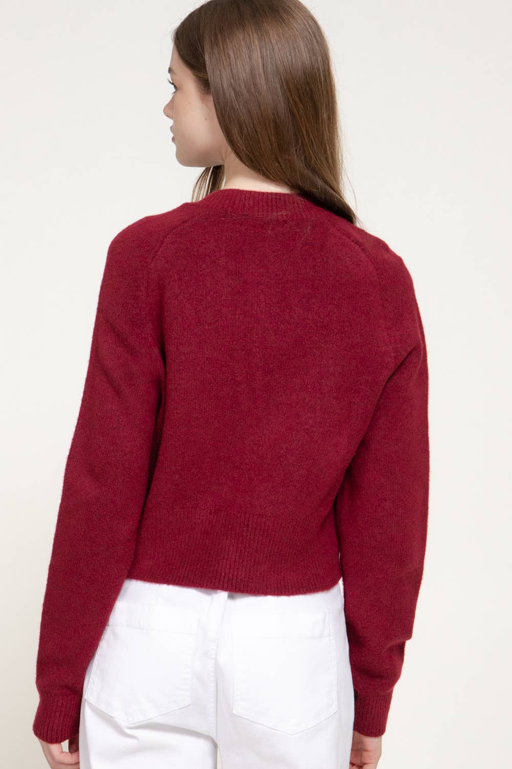 Long Sleeve Round Neck Button Down Sweater Cardigan