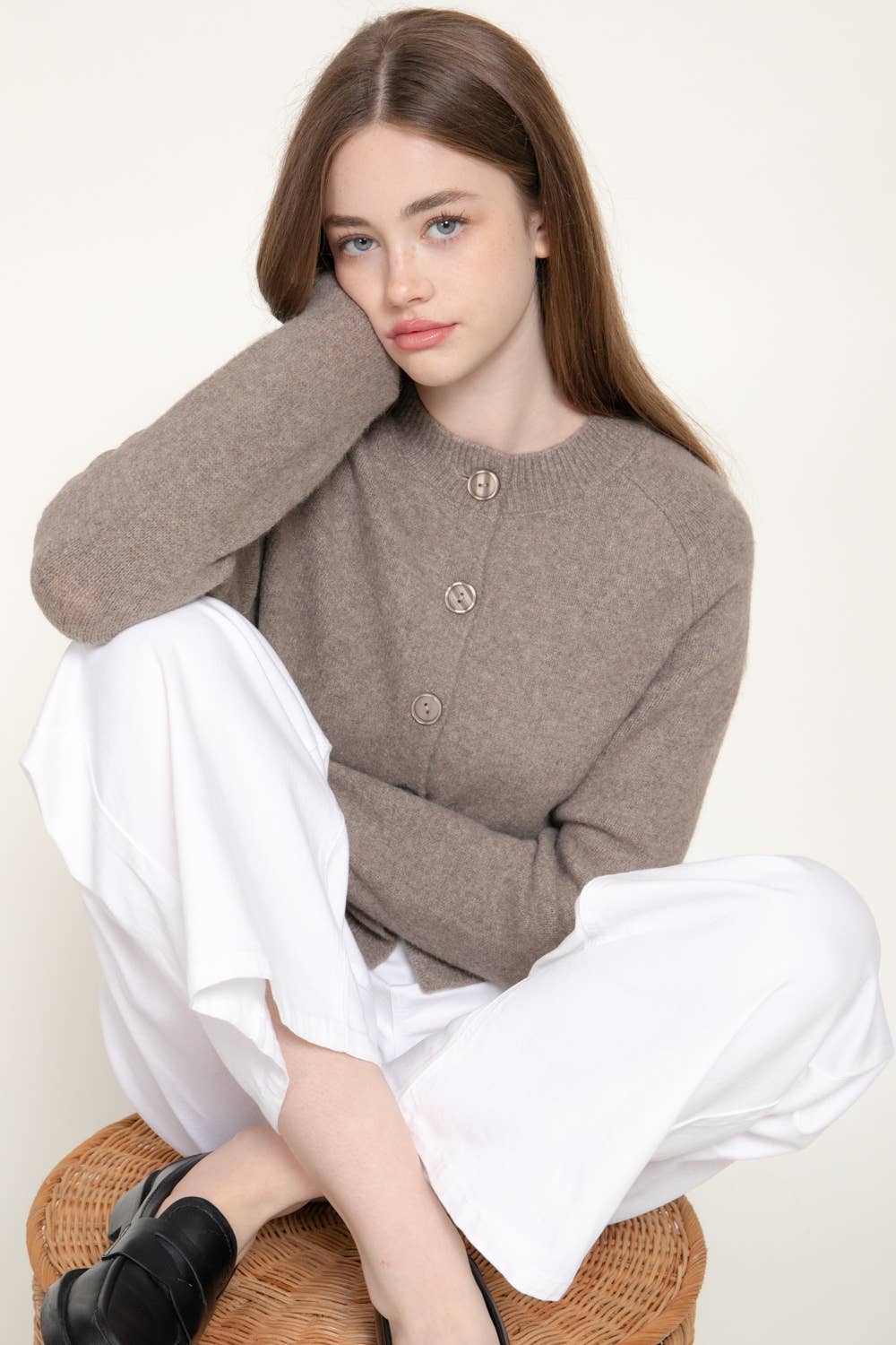 Long Sleeve Round Neck Button Down Sweater Cardigan