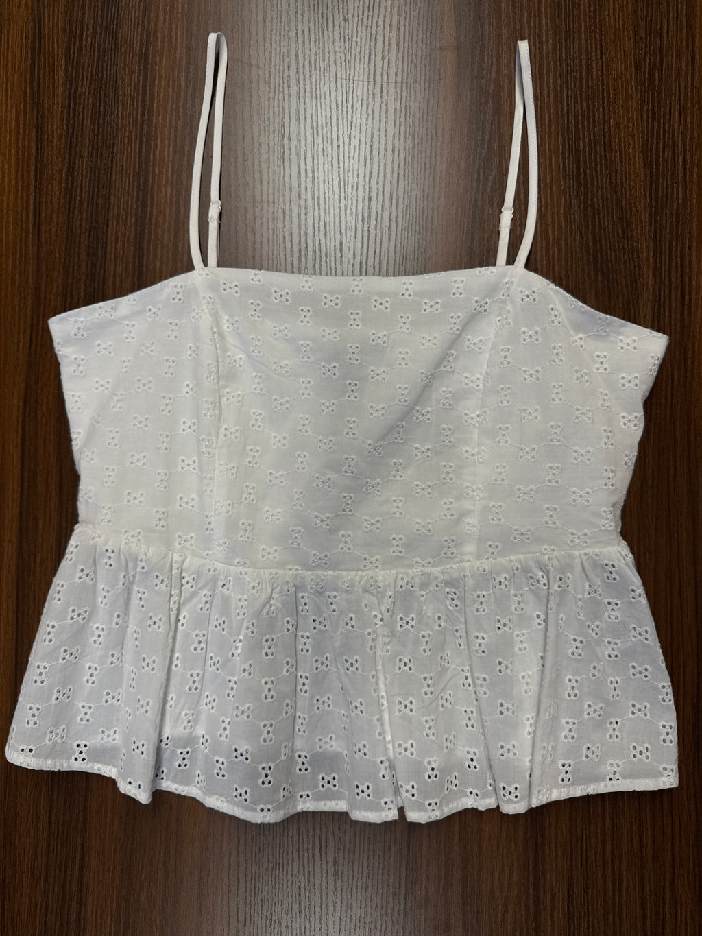 FRENCH CONNECTION CROPPED EYELET TANK