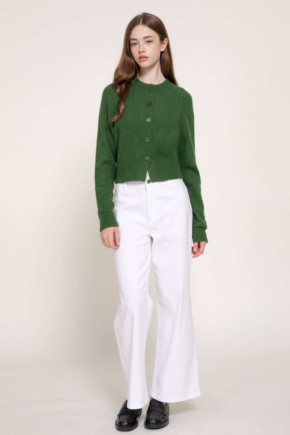 Long Sleeve Round Neck Button Down Sweater Cardigan