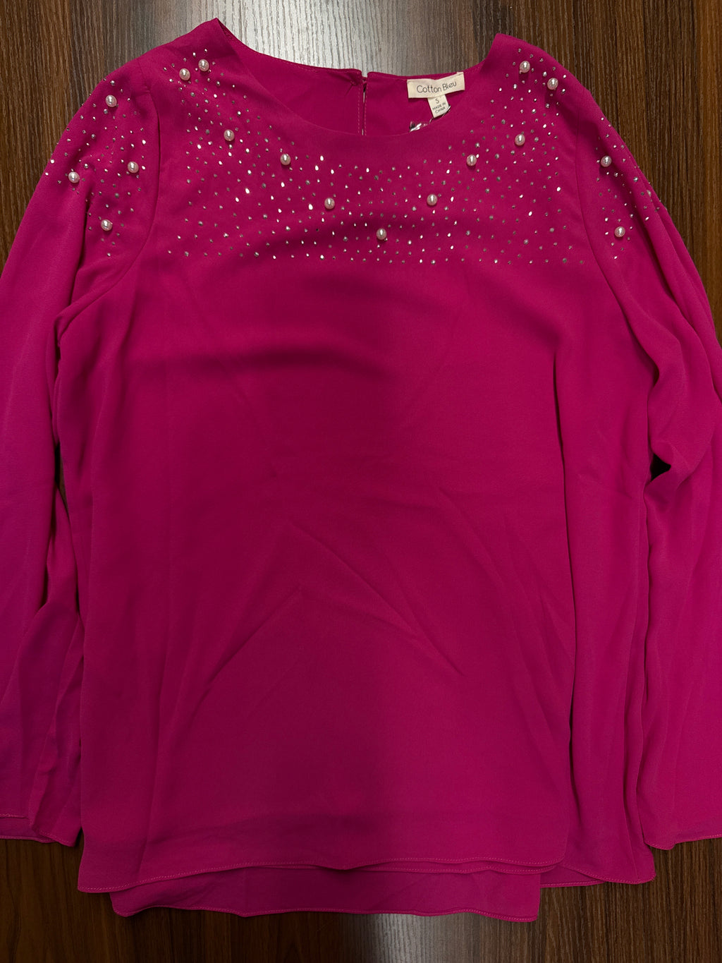 COTTON BLEU BEDAZZLED LONG SLEEVE