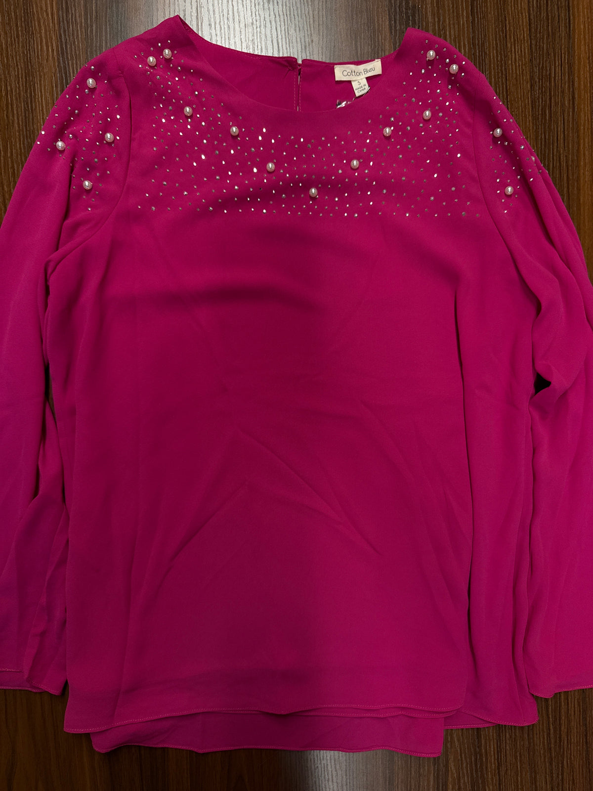 COTTON BLEU BEDAZZLED LONG SLEEVE
