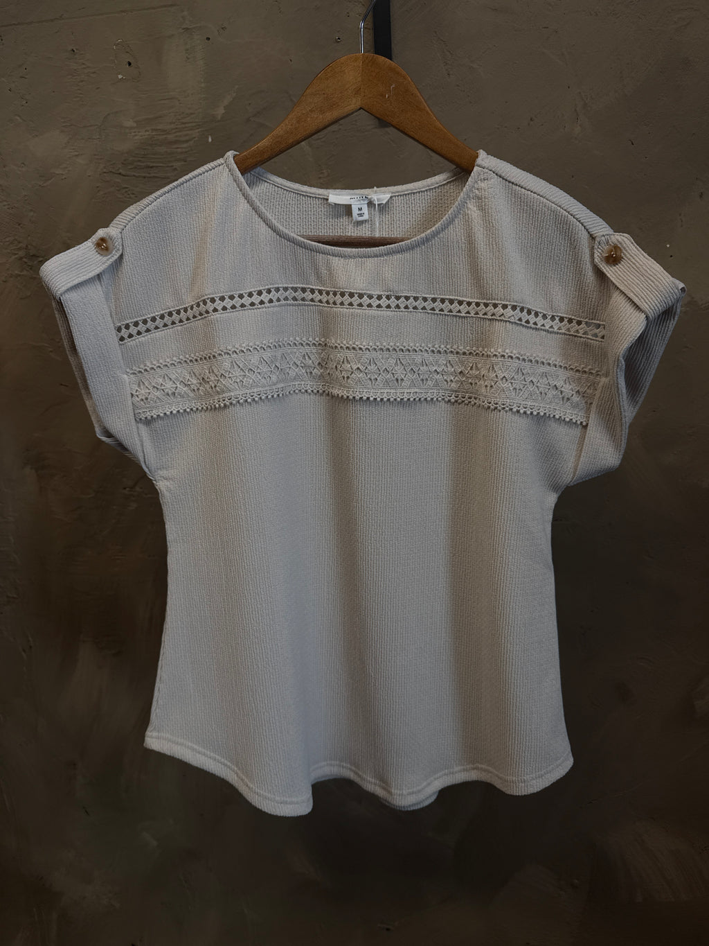 MINE BOHO CAP-SLEEVE TOP CREAM
