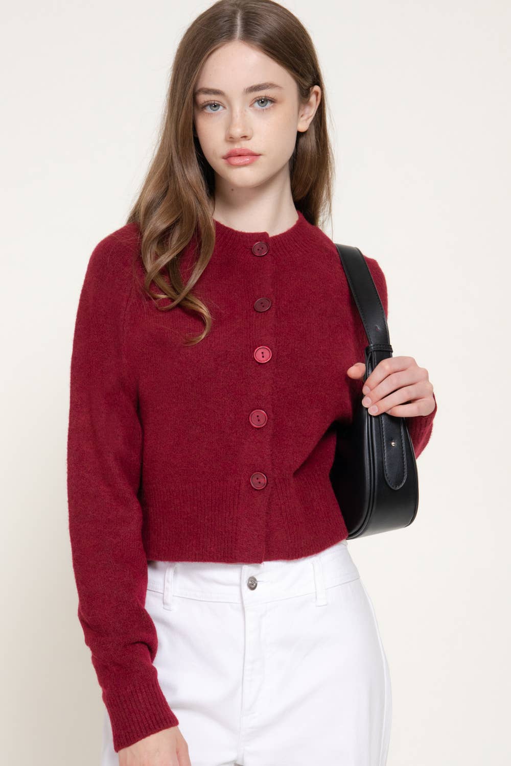 Long Sleeve Round Neck Button Down Sweater Cardigan