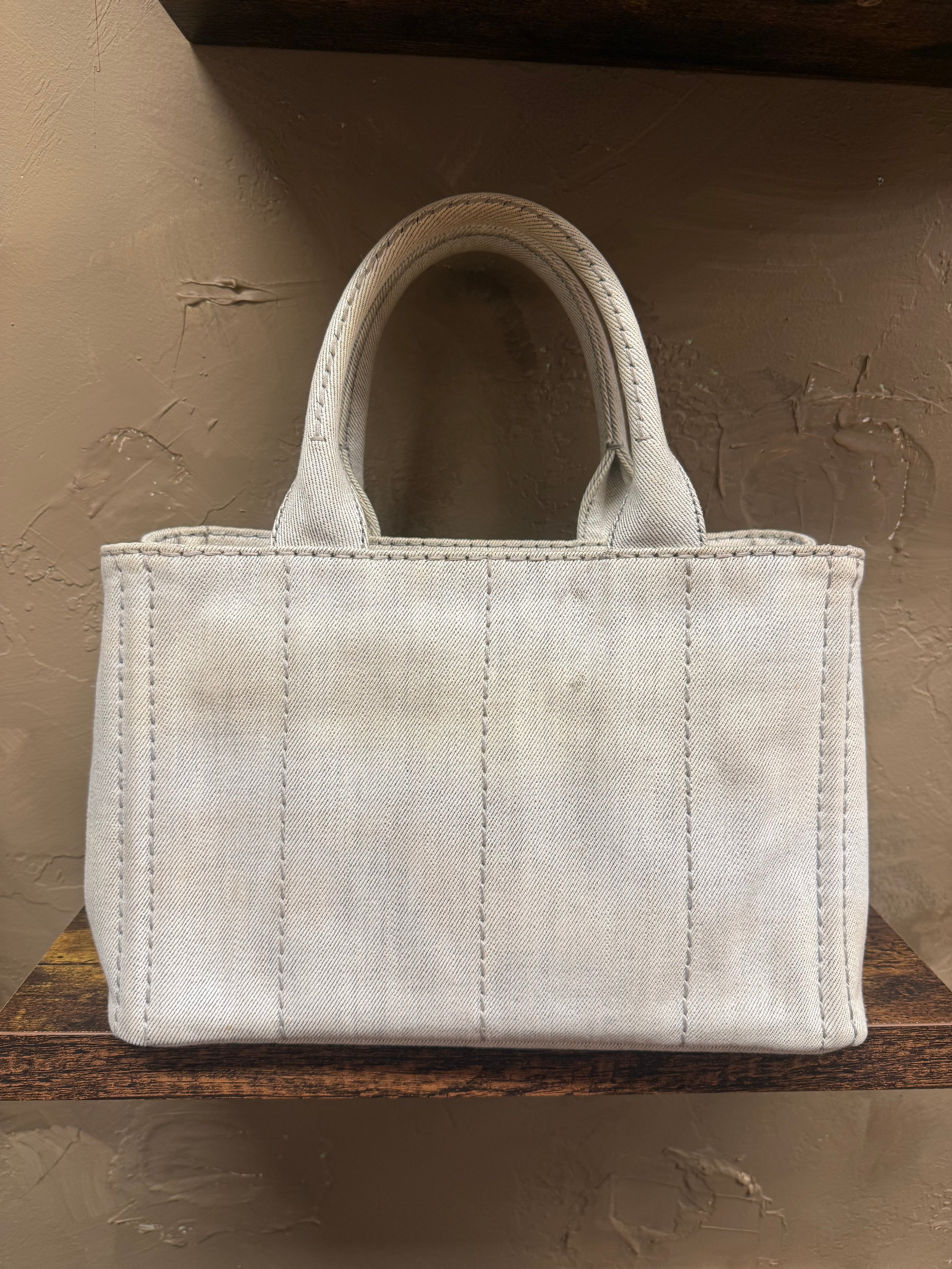 Prada Canapa in White Denim W/ Strap