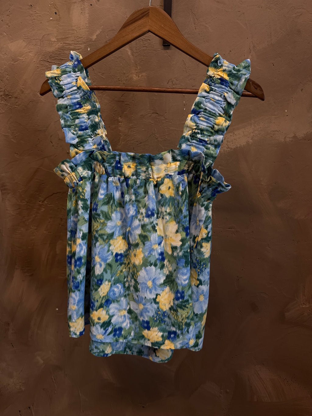 BLU PEPPER WATERCOLOR FLORAL TANK TOP