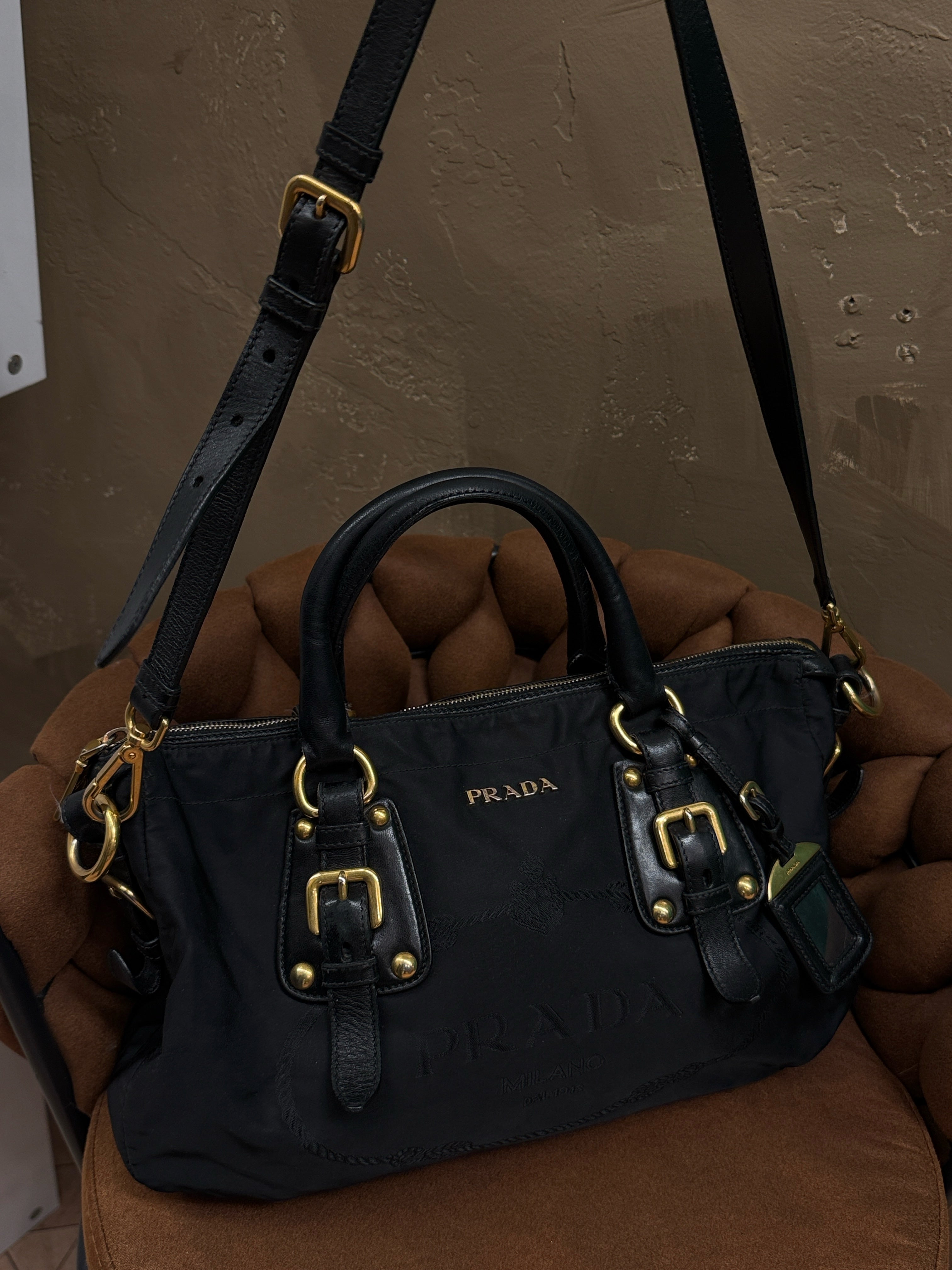 Vintage PRADA TESSUTO Hand/Shoulder/Crossbody w COA