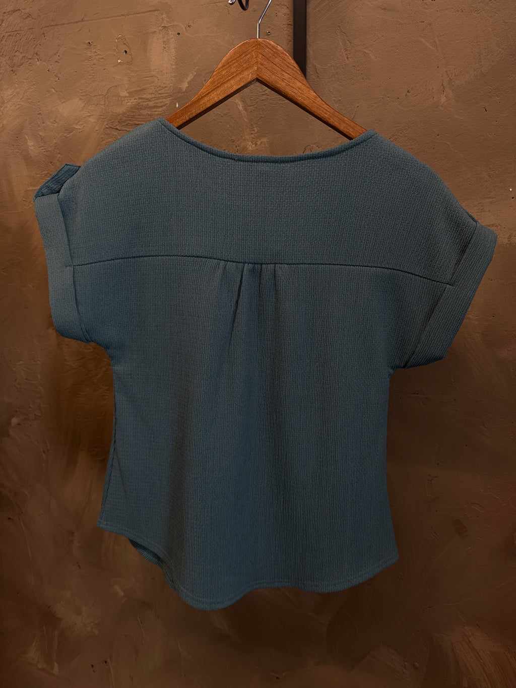 MINE BOHO CAP-SLEEVE TOP TEAL