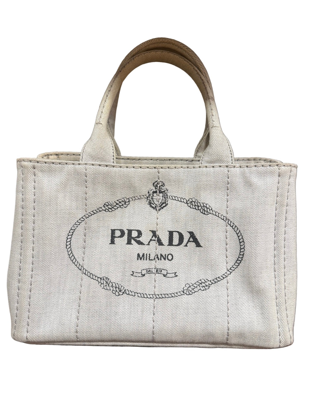 Prada Canapa in White Denim W/ Strap