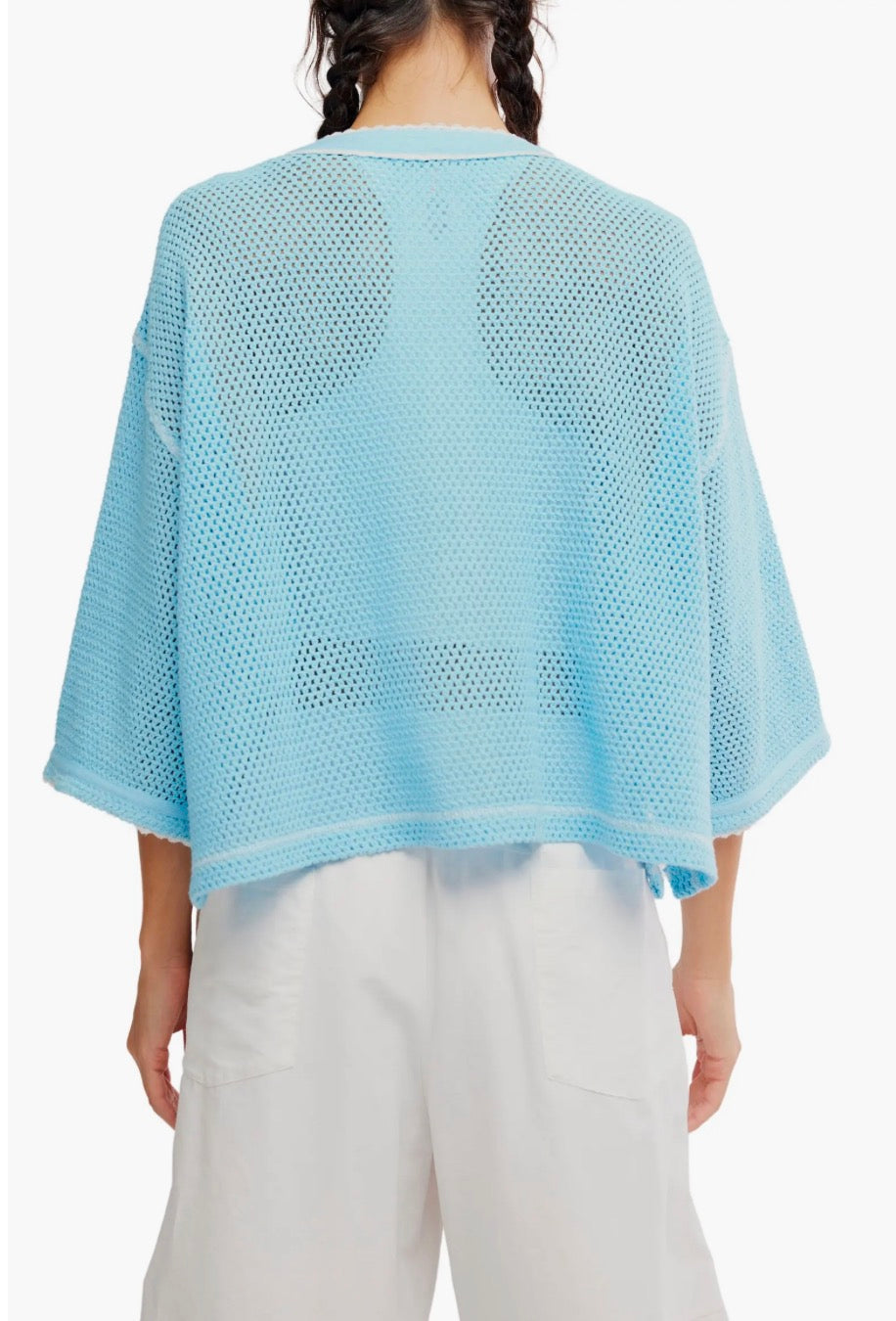 FREE PEOPLE MOVEMENT CAMP OUT EMBROIDERED OPEN STITCH TOP