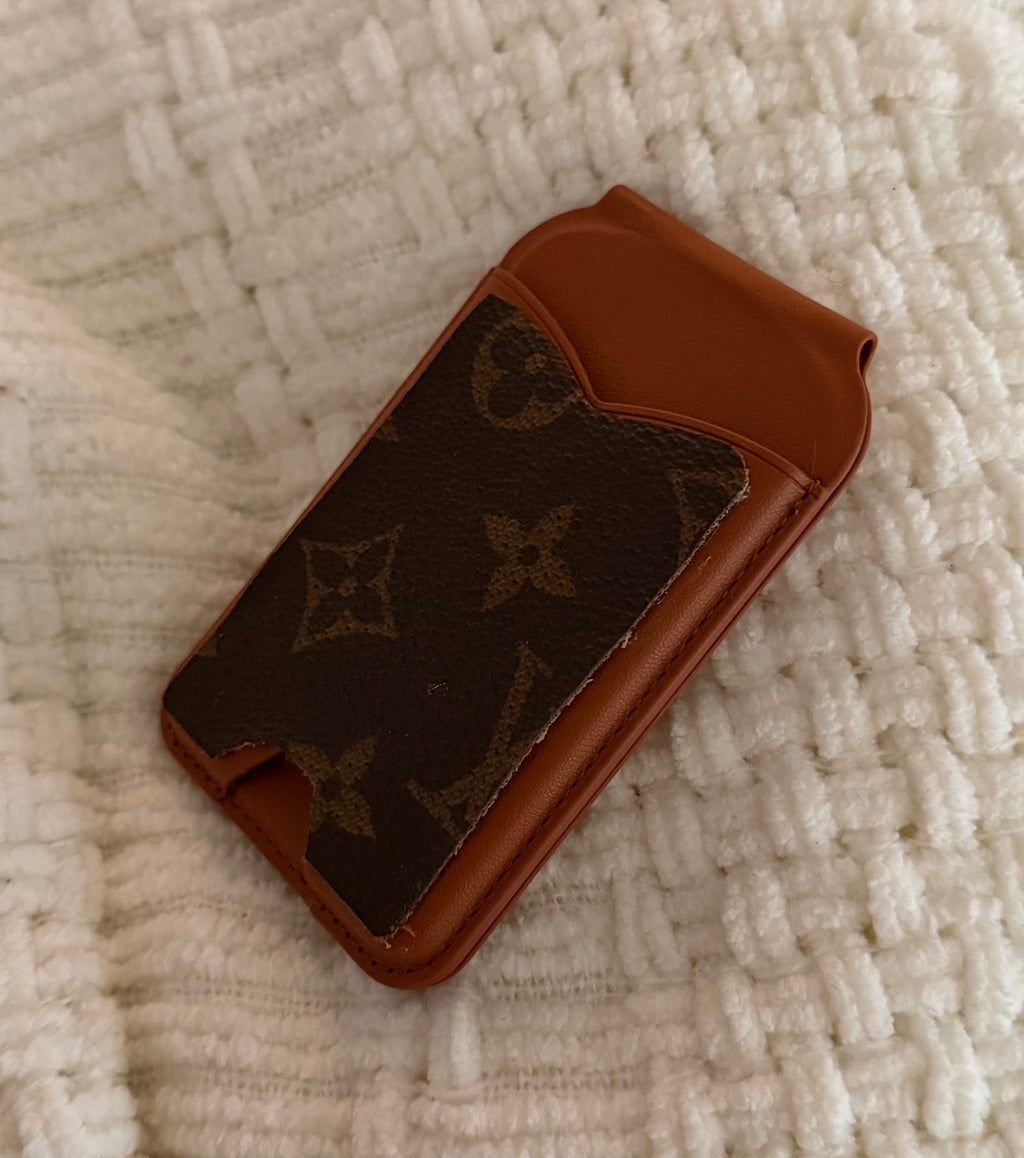 LV distressed canvas magsafe cardholder with mirror