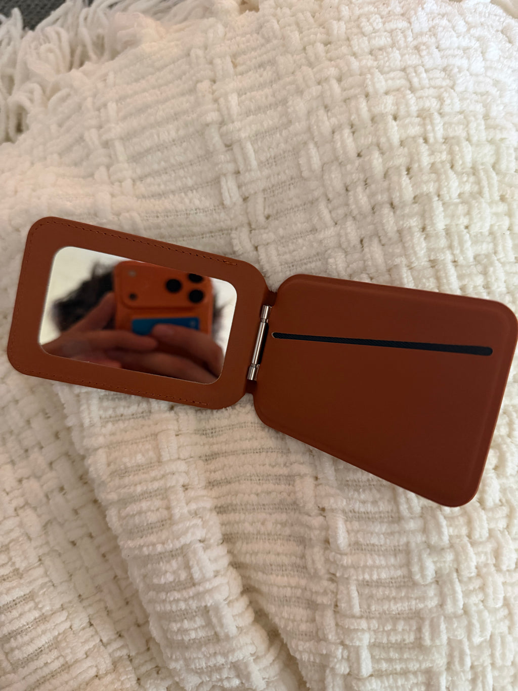 LV distressed canvas magsafe cardholder with mirror