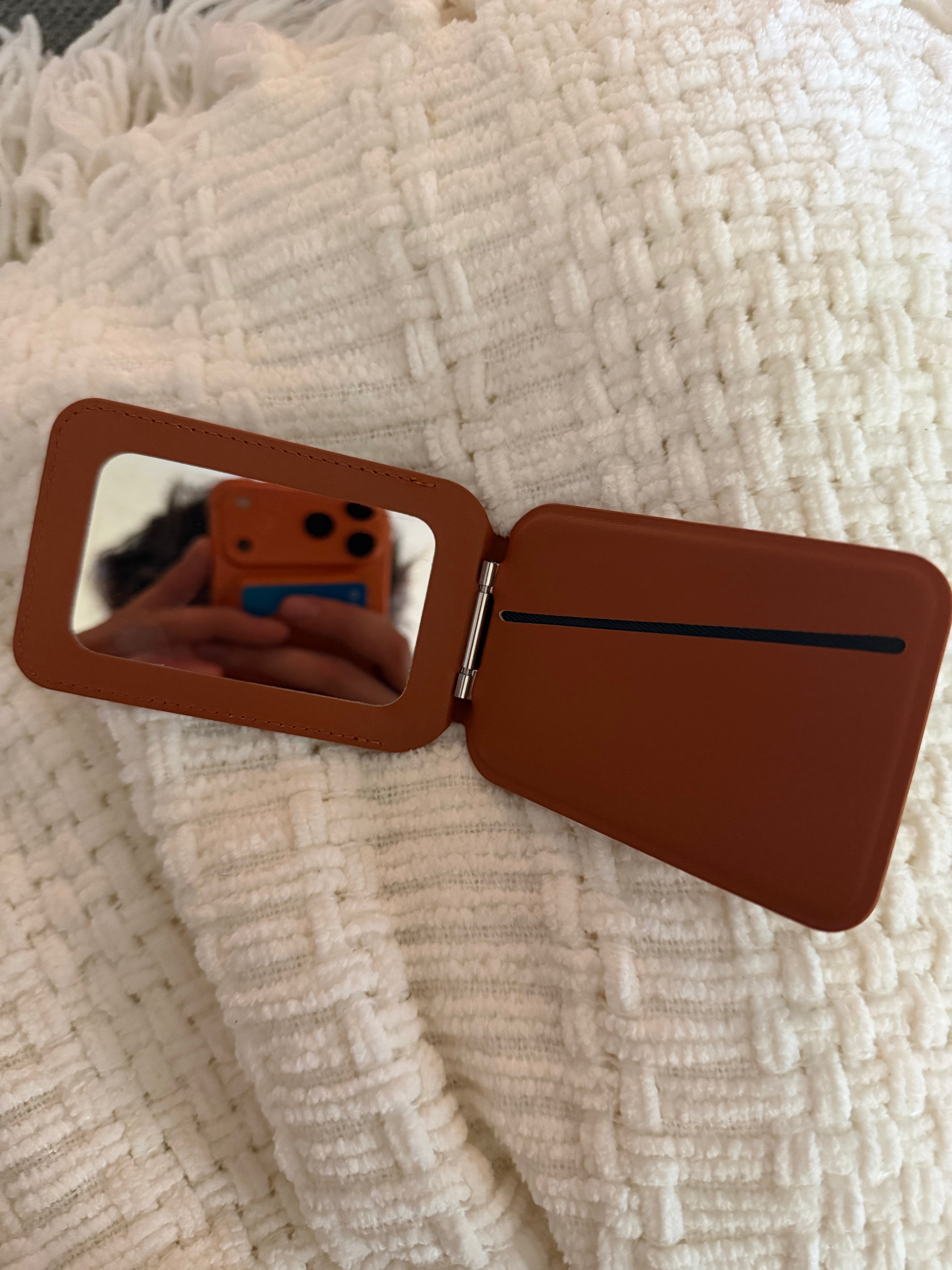 LV distressed canvas magsafe cardholder with mirror