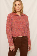 EN CRÈME SPRINKLE HALF ZIP SWEATER