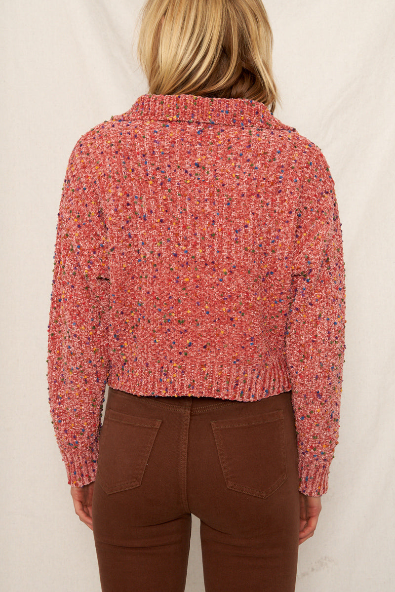 EN CRÈME SPRINKLE HALF ZIP SWEATER