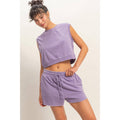 Burnout French Terry Sleeveless Top & Shorts Set: DUSTY PURPLE