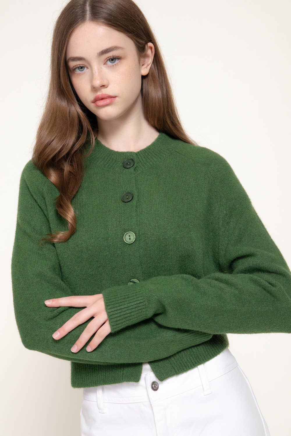 Long Sleeve Round Neck Button Down Sweater Cardigan