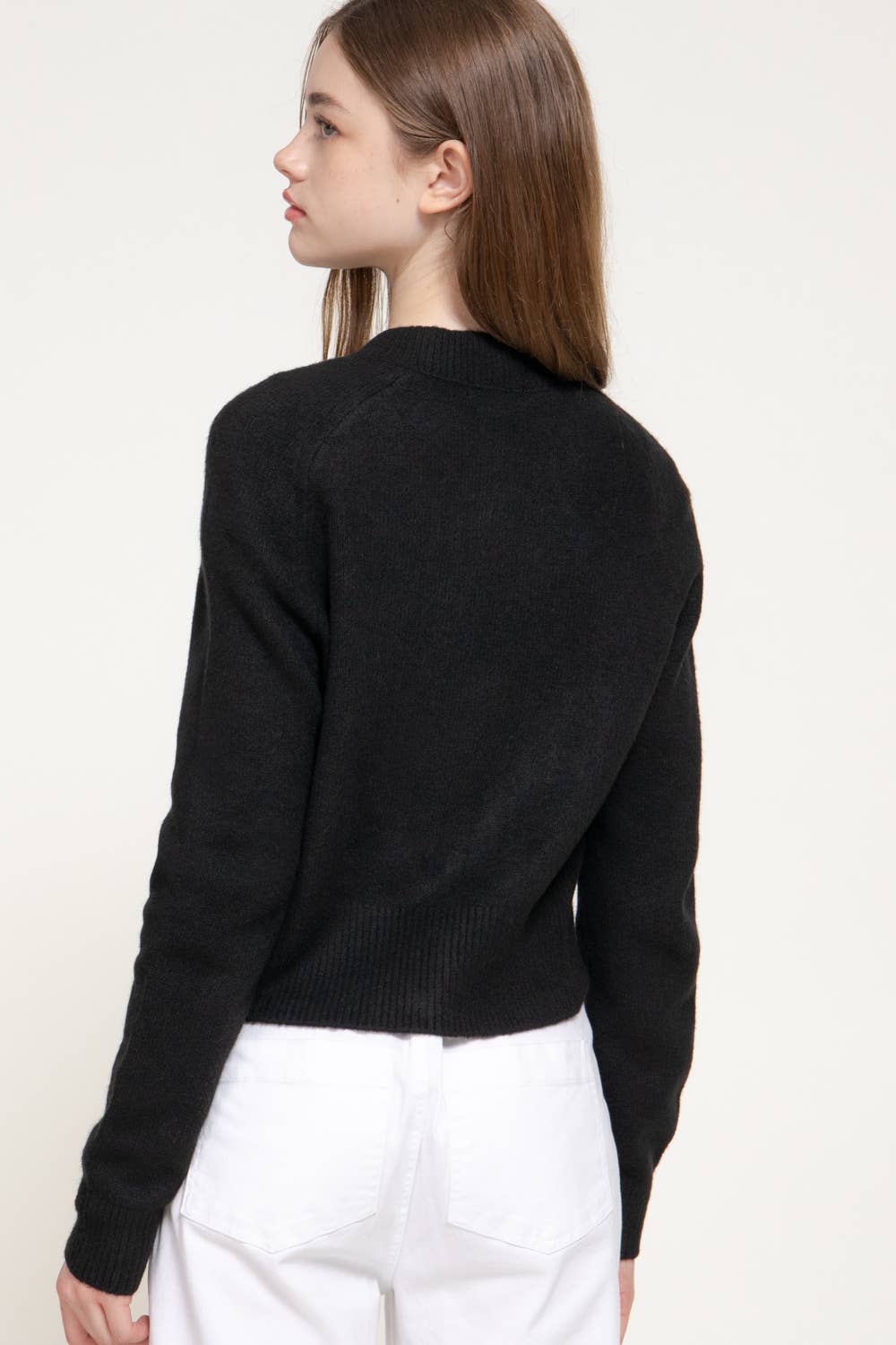 Long Sleeve Round Neck Button Down Sweater Cardigan