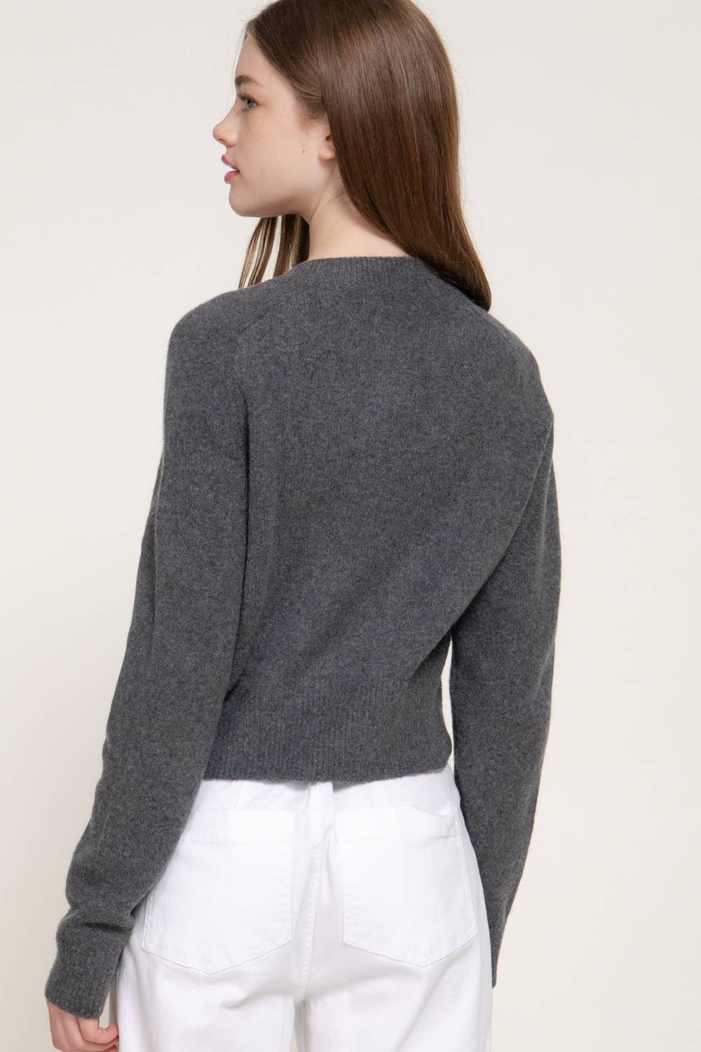 Long Sleeve Round Neck Button Down Sweater Cardigan